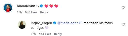 Los comentarios de Mapi León e Ingrid Engen / Instagram