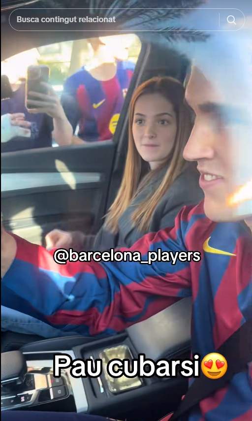 Pau Cubarsí llegando al partido con la novia / TikTok @barcelona players