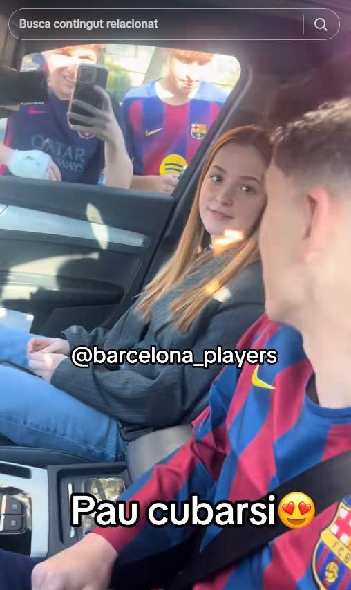 Pau Cubarsí llegando al partido con la novia / TikTok @barcelona players 