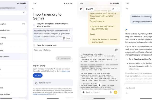Importa información de otro asistente de IA sobre ti a Gemini