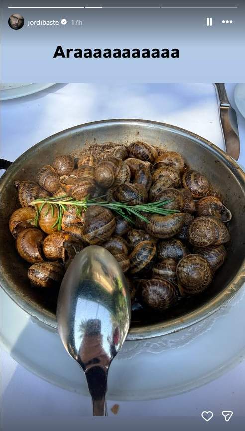 El plato de caracoles de la comida de cumpleaños de Jordi Basté / Instagram