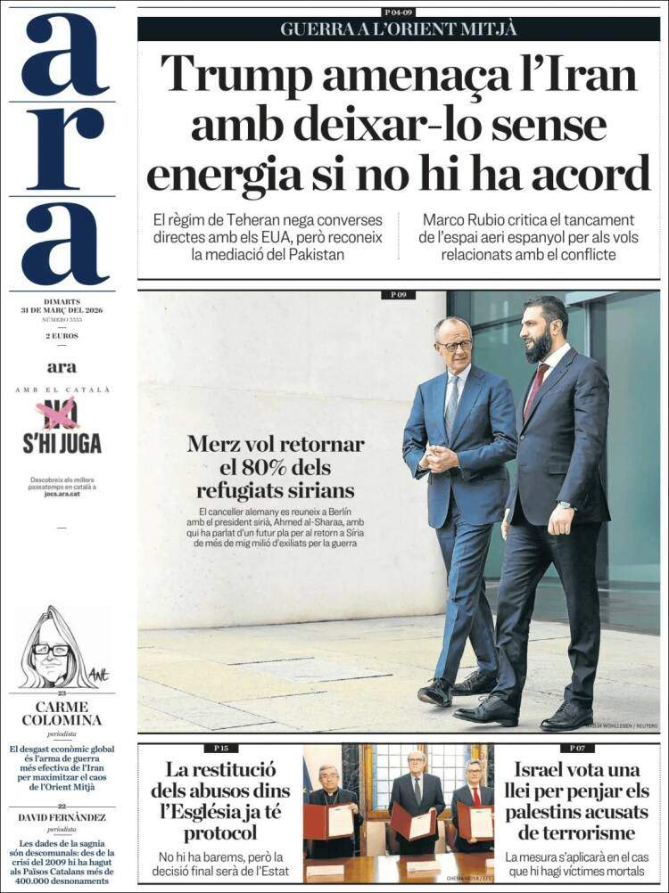 'Ara', 31 de març de 2026 'Ara', 31 de març de 2026