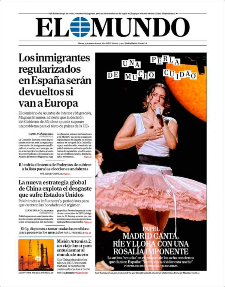 'El Mundo', 31 de març de 2026 'El Mundo', 31 de març de 2026