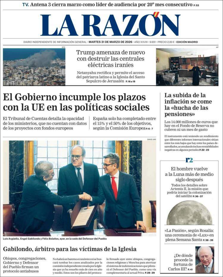 'La Razón', 31 de març de 2026 'La Razón', 31 de març de 2026
