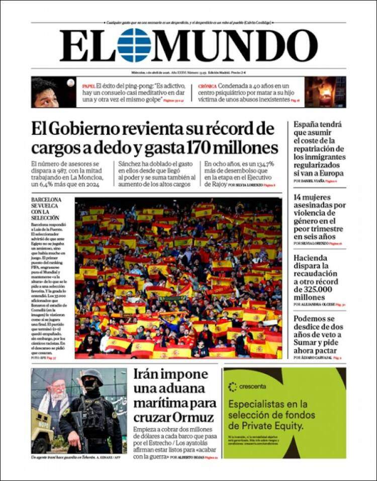 'El Mundo', 1 de abril de 2026
