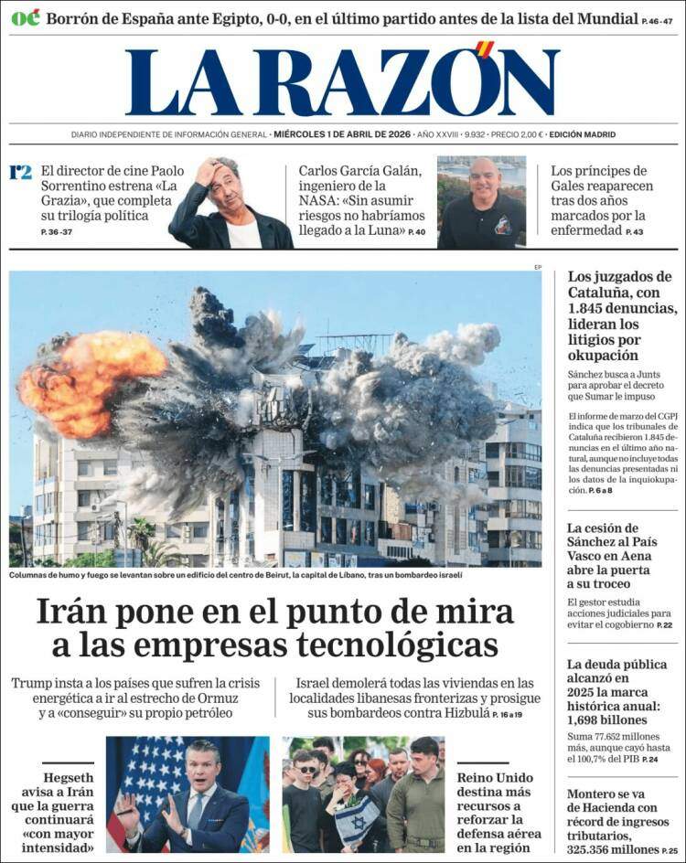 'La Razón', 1 de abril de 2026