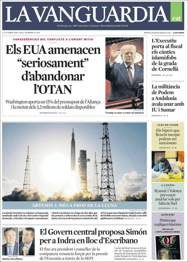 'La Vanguardia', 2 d'abril de 2026