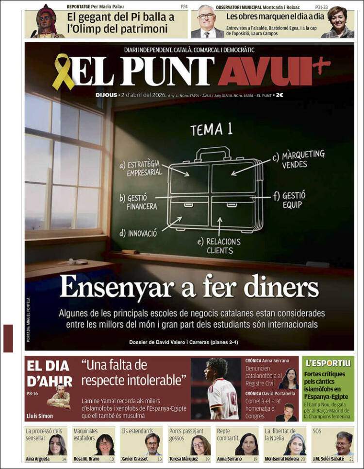 'El Punt Avui', 2 d'abril de 2026