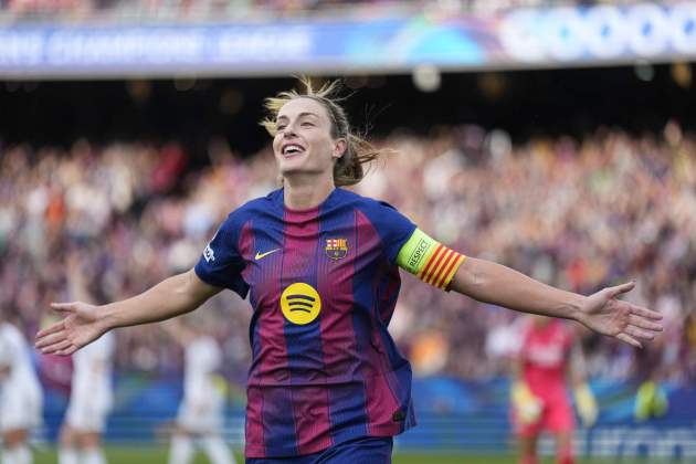 Alexia celebra gol Barça Madrid Champions / Foto: EFE