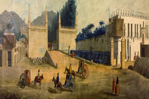 Representació del palau Amat Villegas, a Lima (1790). Font: Museu Naval de Madrid