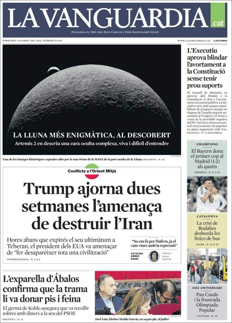 'La Vanguardia', 8 de abril de 2026 'La Vanguardia', 8 de abril de 2026