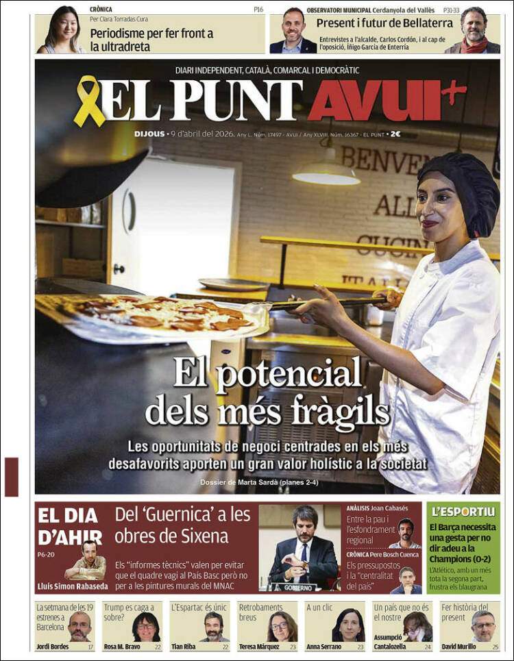 'El Punt Avui', 9 d'abril de 2026