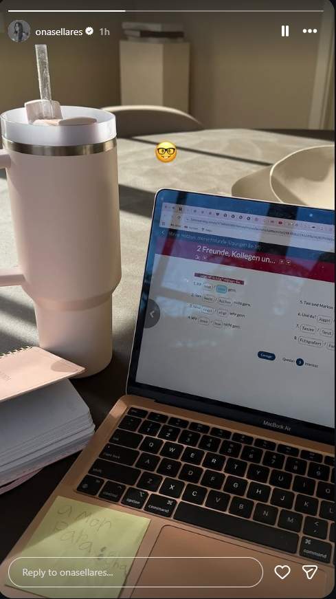 Ona Sellarès fent classes d'alemany / Instagram Ona Sellarès fent classes d'alemany / Instagram