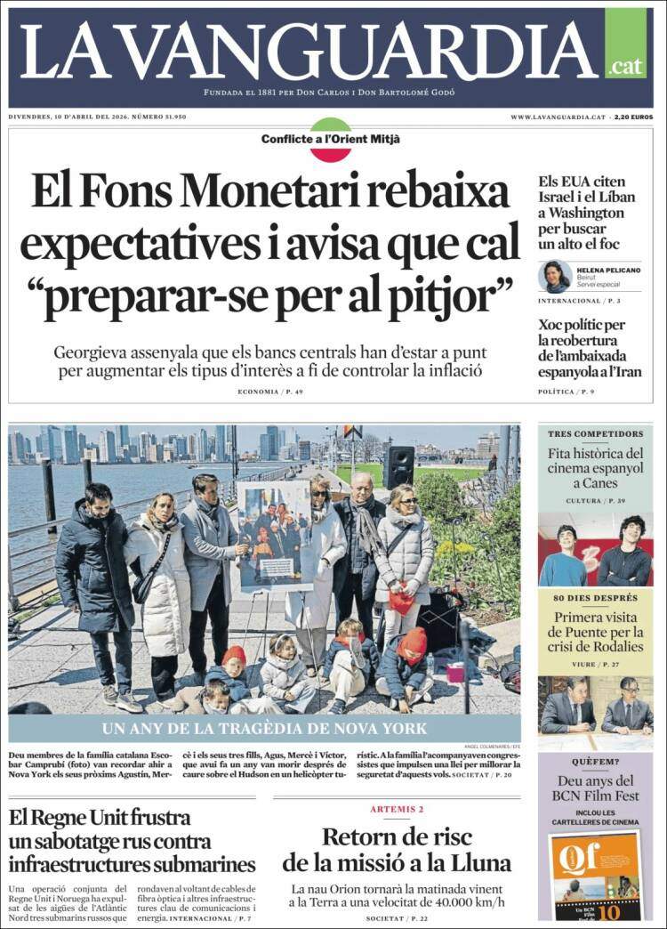 'La Vanguardia', 10 de abril de 2026 'La Vanguardia', 10 de abril de 2026