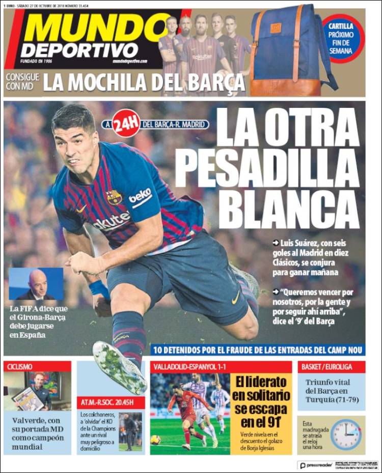 Mundo Deportivo Portada 27 10 2018