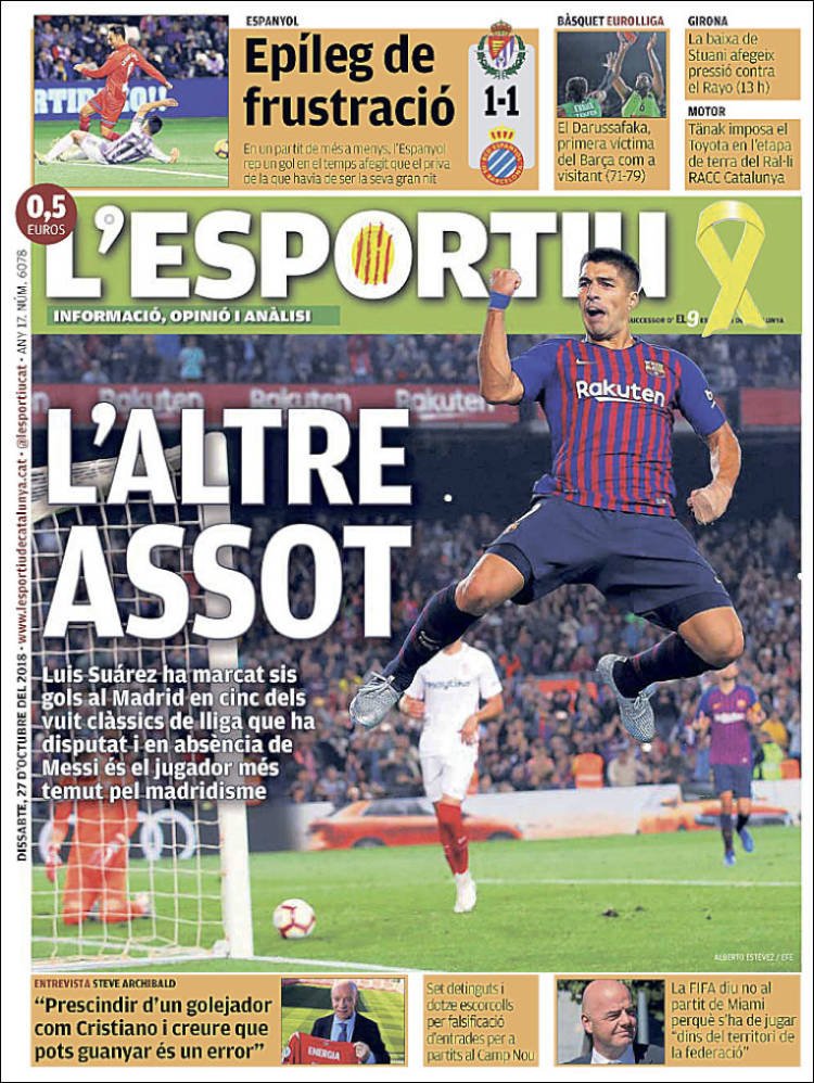 L'Esportiu Portada 27 10 2018