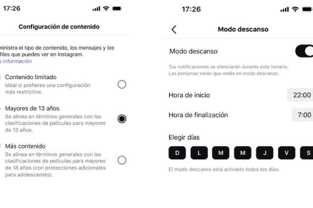 Ajustes de cuentas de adolescente en Instagram