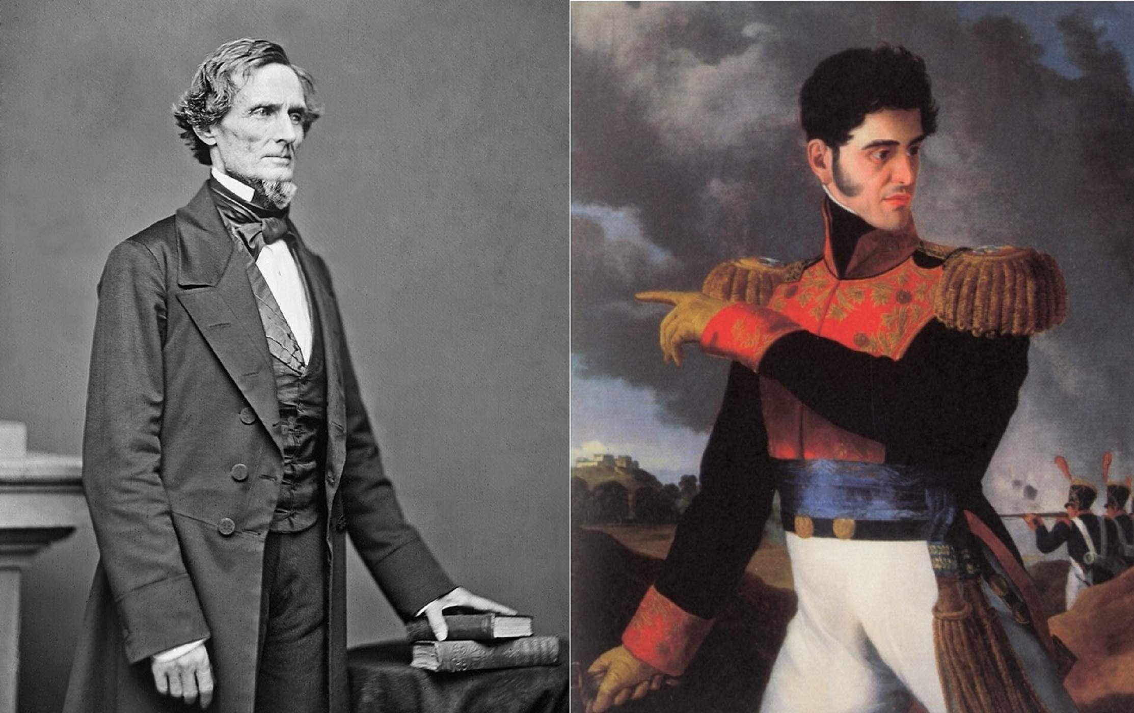 Davis, secretario de Guerra de los Estados Unidos y Santa Ana, presidente de México. Fuente Archivos Civil War, Washington y Museo de México, México D.F.