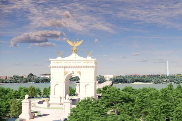 L'arc duplicaria l’alçada del Monument a Lincoln i taparia el Cementiri Nacional d’Arlington / Casa Blanca