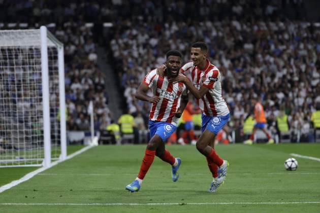 Celebració Ounahi Lemar Reial Madrid Girona / Foto: EFE Celebració Ounahi Lemar Reial Madrid Girona / Foto: EFE