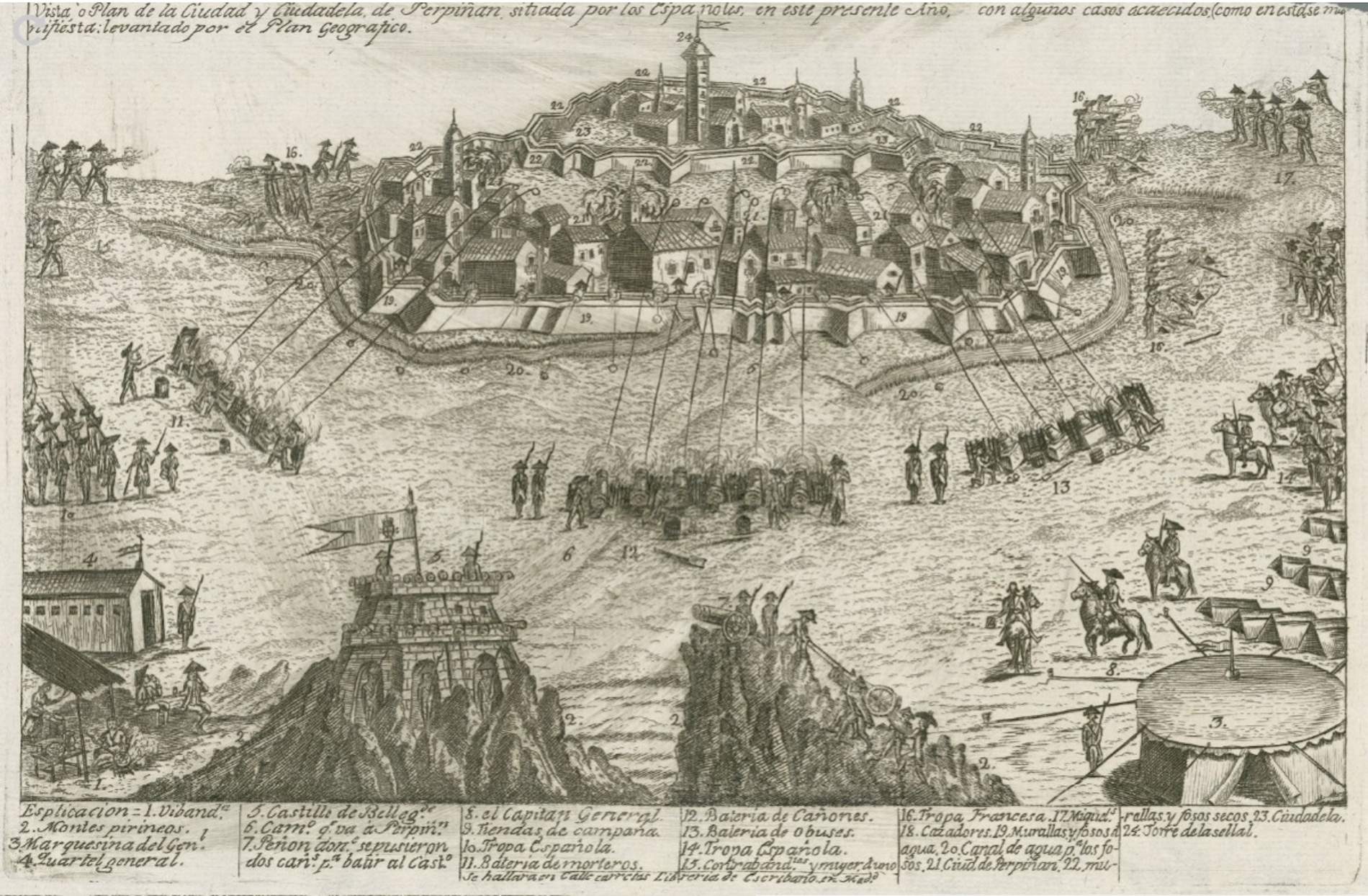 Asedio de Perpiñán durante la Guerra de la Convención (1793 1795). Fuente Instituto Cartográfico de Cataluña