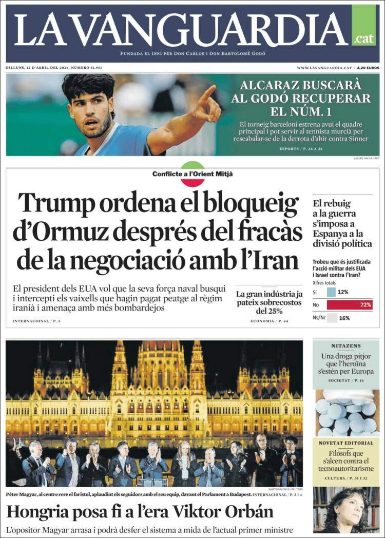 'La Vanguardia', 13 d'abril de 2026 'La Vanguardia', 13 d'abril de 2026