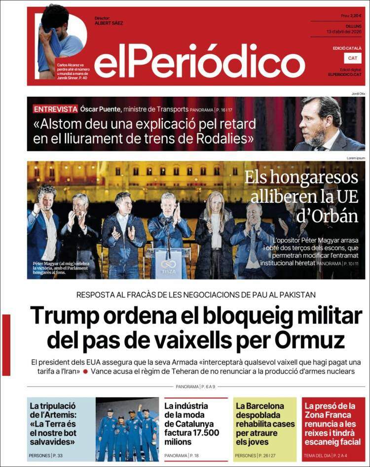 'El Periódico', 13 d'abril de 2026 'El Periódico', 13 d'abril de 2026