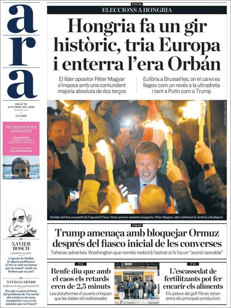 'Ara', 13 d'abril de 2026 'Ara', 13 d'abril de 2026