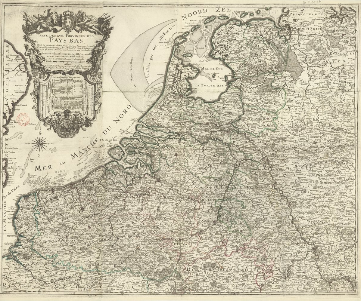 Mapa de los Paisos Baixos (1701). Fuente Bibliothèque Nationale de France (1)