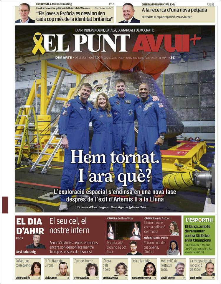 'El Punt Avui', 14 d'abril de 2026