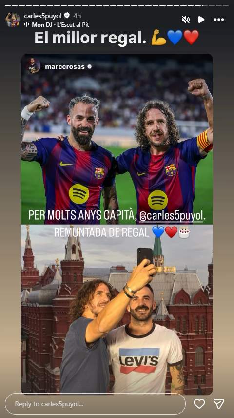 Marc Crosas felicita Carles Puyol por su cumpleaños IG