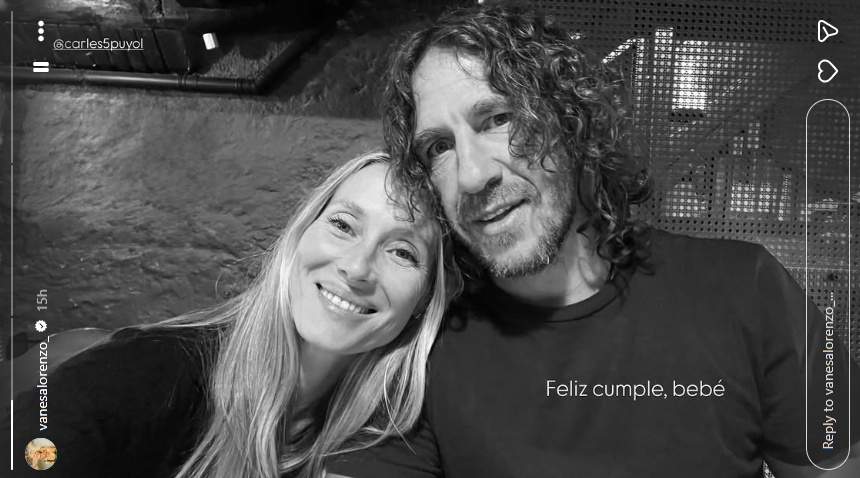 Vanesa Lorenzo felicita a Carles Puyol por su cumpleaños IG