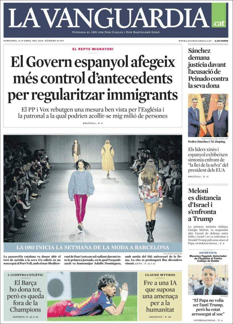 'La Vanguardia', 15 d'abril de 2026