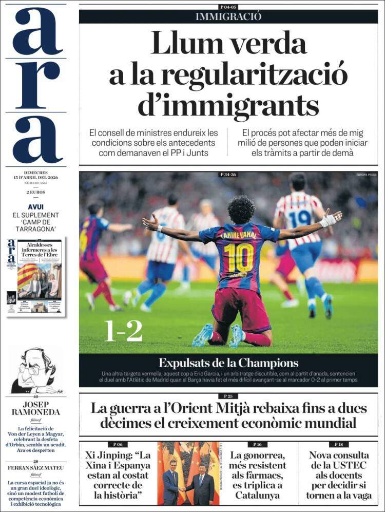 'Ara', 15 d'abril de 2026