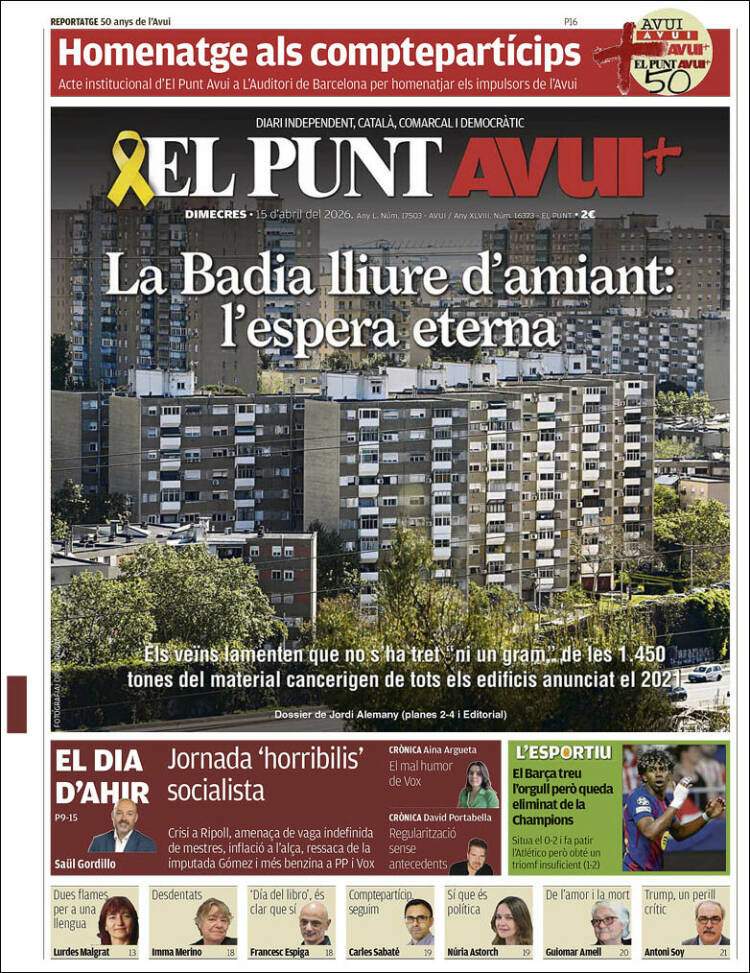 'El Punt Avui', 15 'abril de 2026