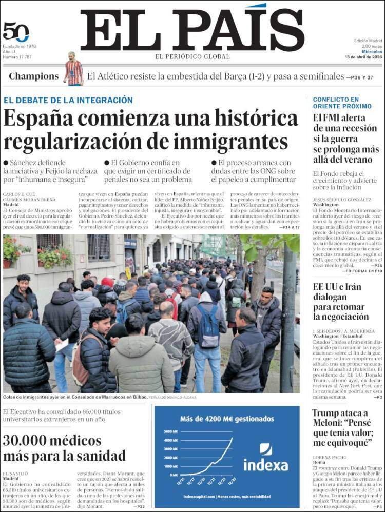 'El País', 15 d'abril de 2026