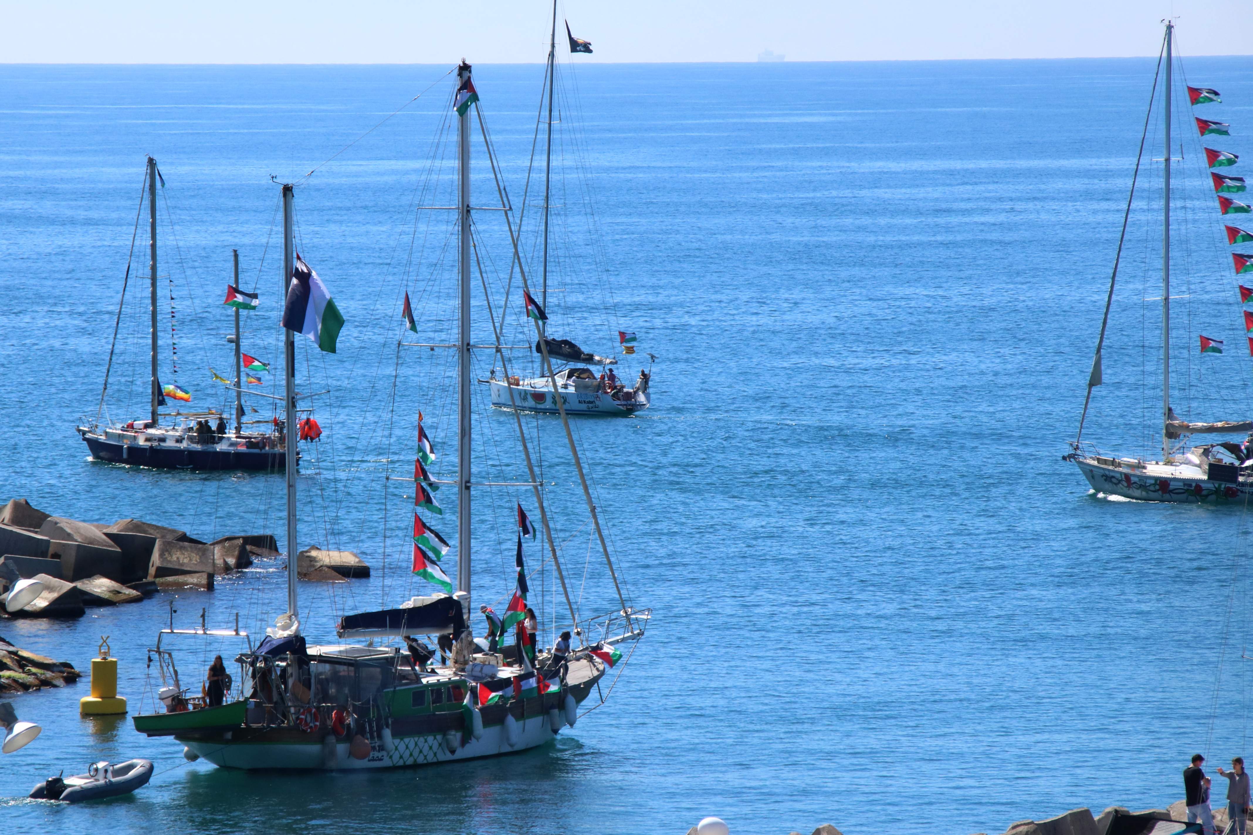 La Flotilla Global Sumud, partint del Port del Fòrum (ACN)