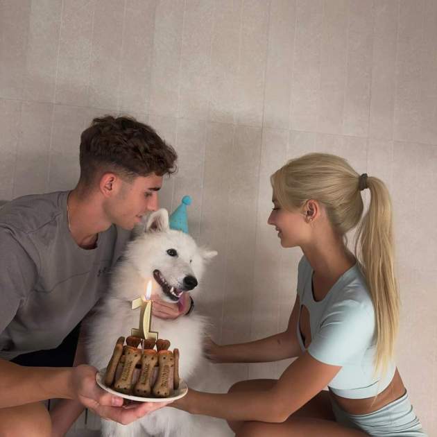 Fermín López y Berta Gallardo celebrando el cumpleaños de su mascota / Instagram