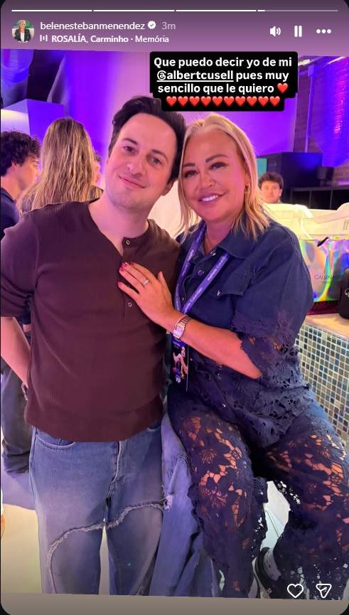 Belén Esteban con Albert Crusell, del equipo de Rosalía / Instagram
