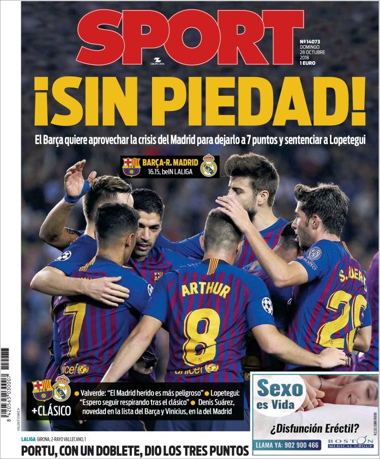 Sport Portada 28 10 2018 Sport Portada 28 10 2018