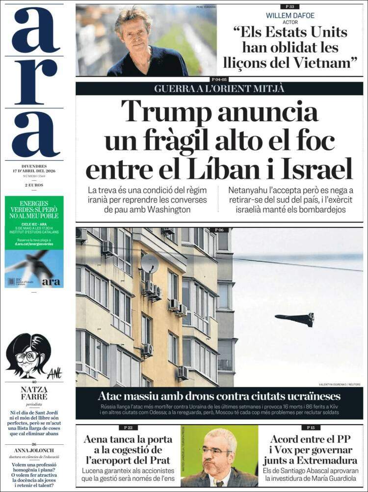 'Ara', 17 d'abril de 2026