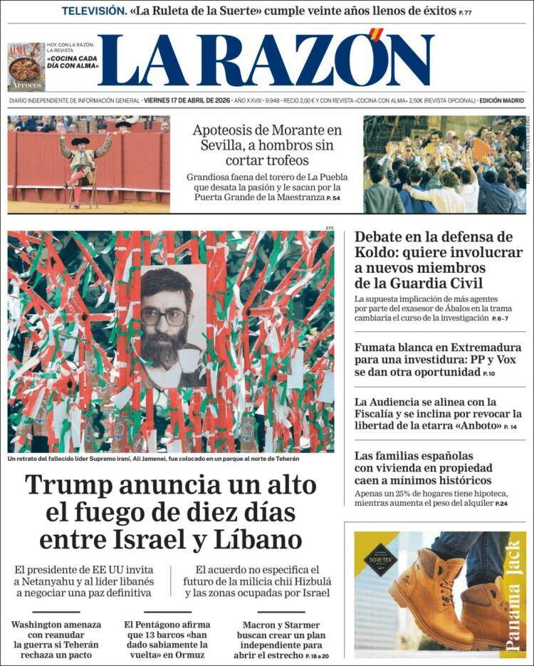 'La Razón', 17 d'abril de 2026