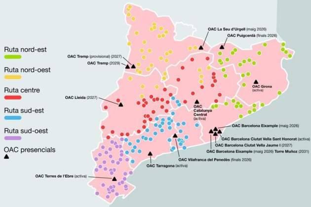 Mapa con las rutas de las oficinas móviles / Govern