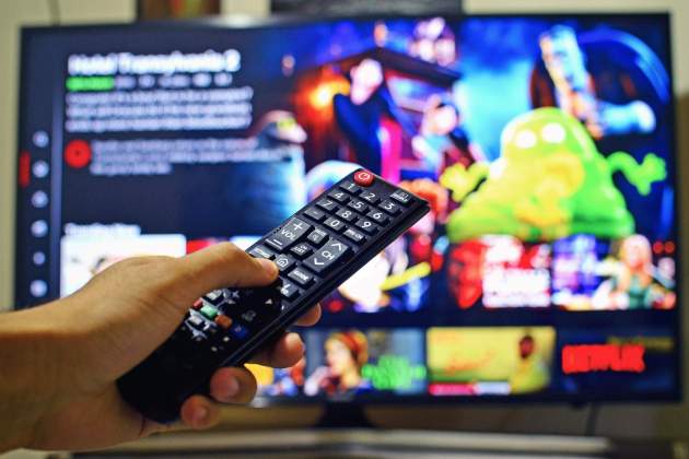 Imatge d'una persona amb el seu televisor
