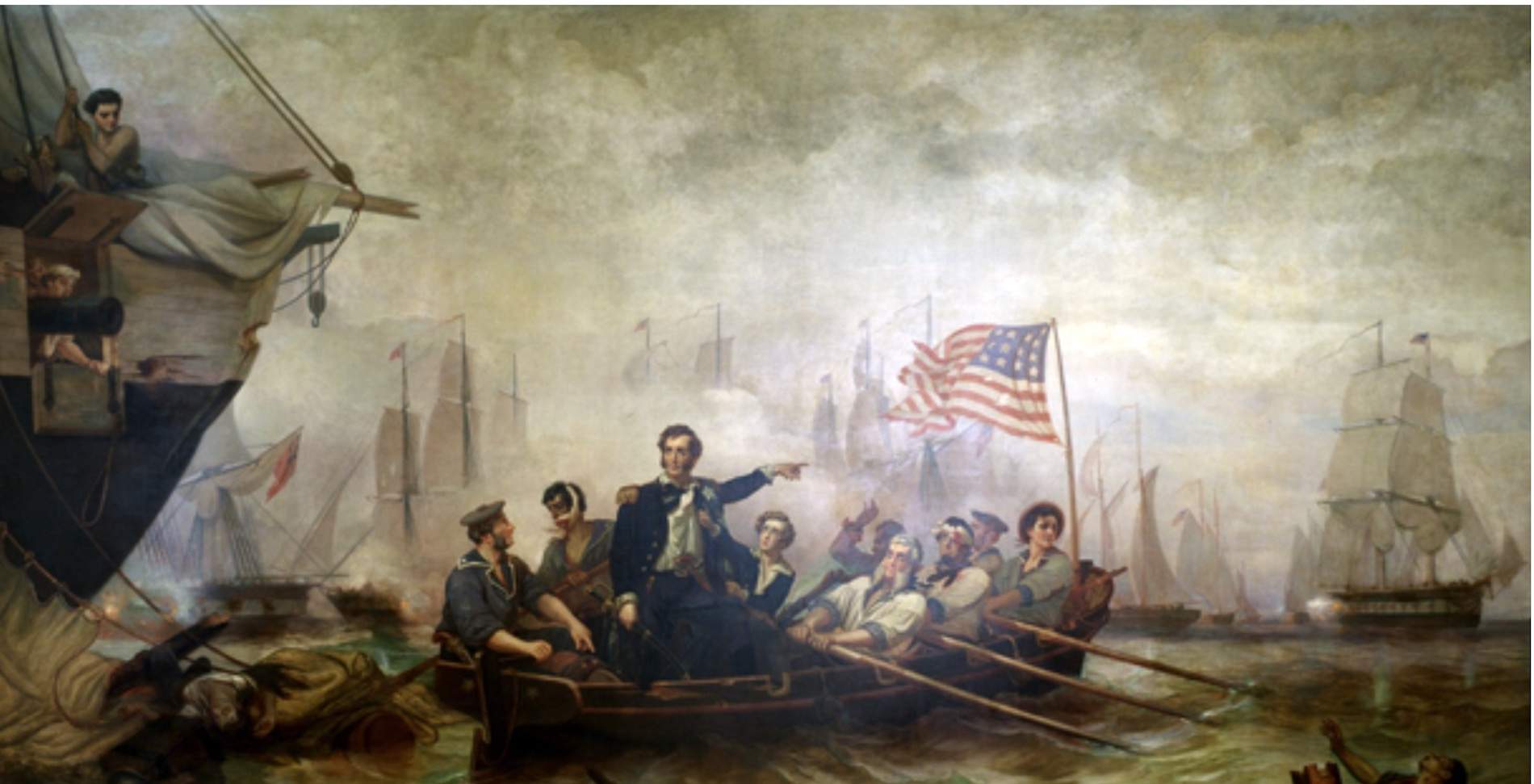 Guerra anglo americana. Representación de la Batalla del Lago Erie. Fuente Capitolio de los Estados Unidos