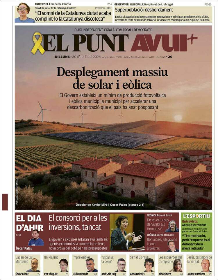 'El Punt Avui', 20 de abril de 2026