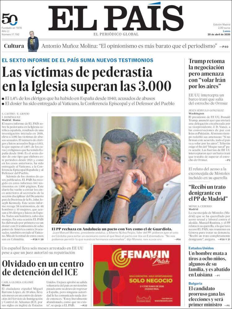 'El País', 20 de abril de 2026