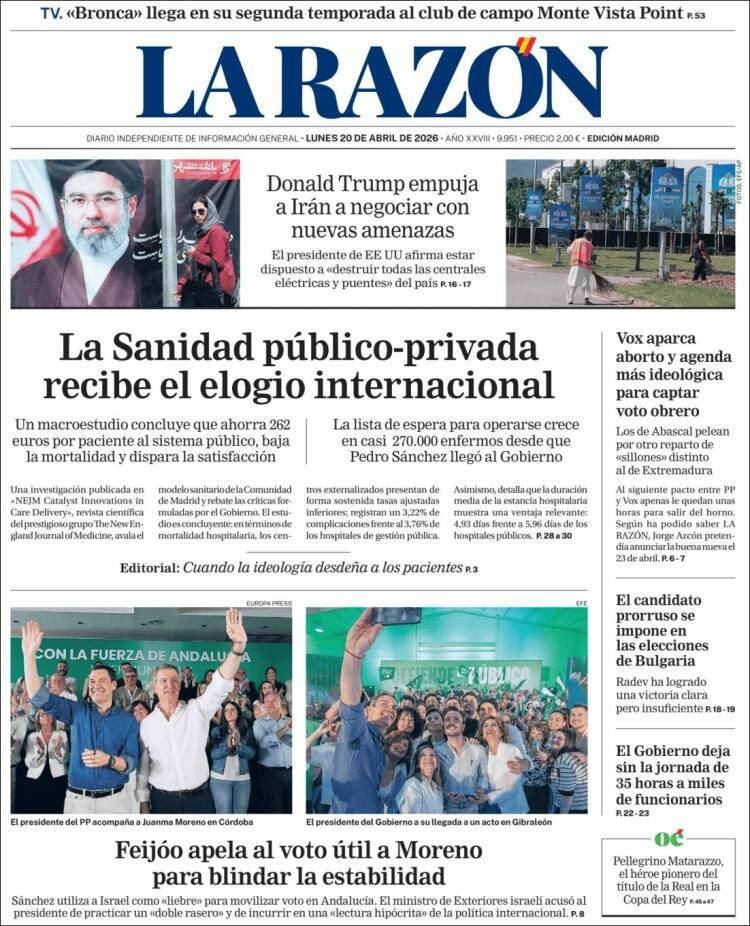 'La Razón', 20 de abril de 2026