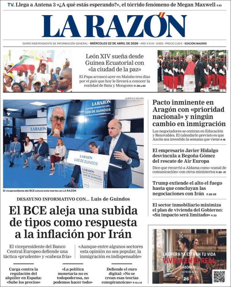 'La Razón', 22 de abril de 2026