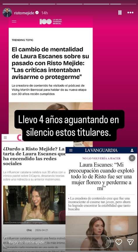 Risto Mejide, harto de los titulares sobre las declaraciones de Laura Escanes / Instagram